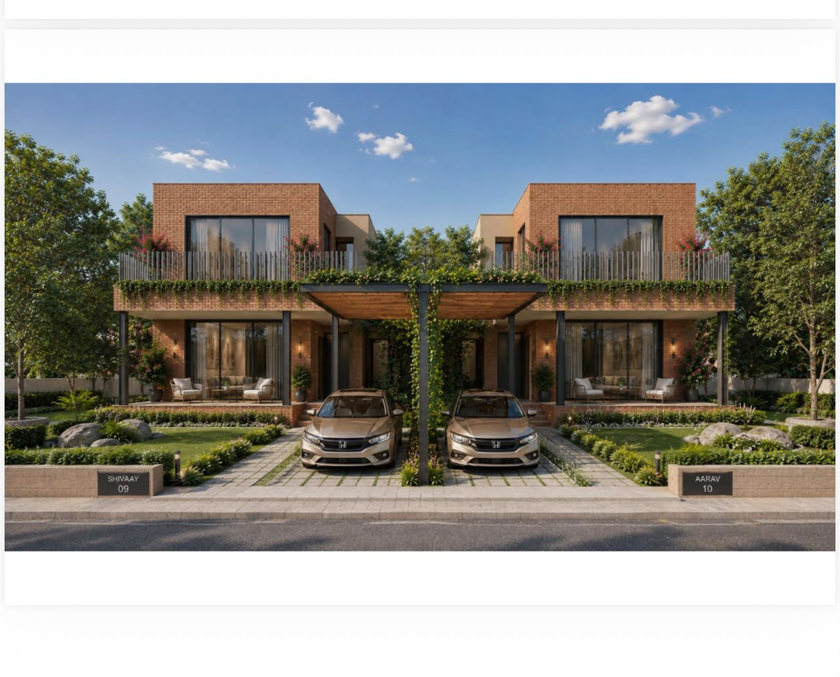 SilverOak Art Village twin villas, daytime