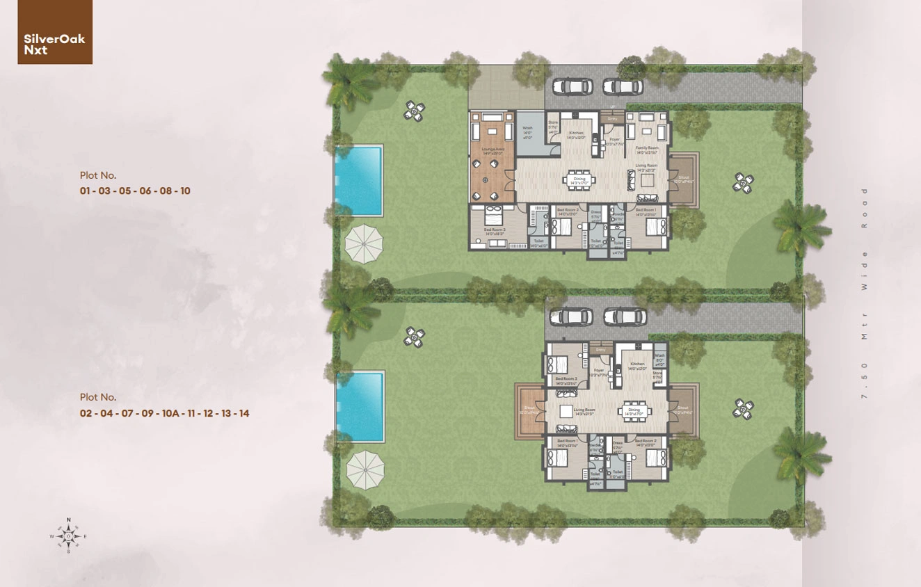 SilverOak NXT floor plan and plot numbering